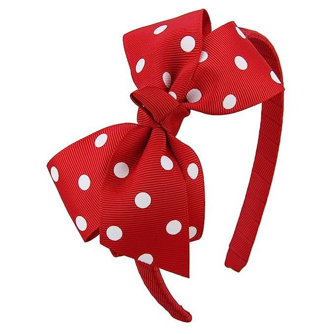 7Rainbows Fashion Polka Dot Red Bows Headbands for Toddlers Girls (FS060-250D029) | Amazon (US)