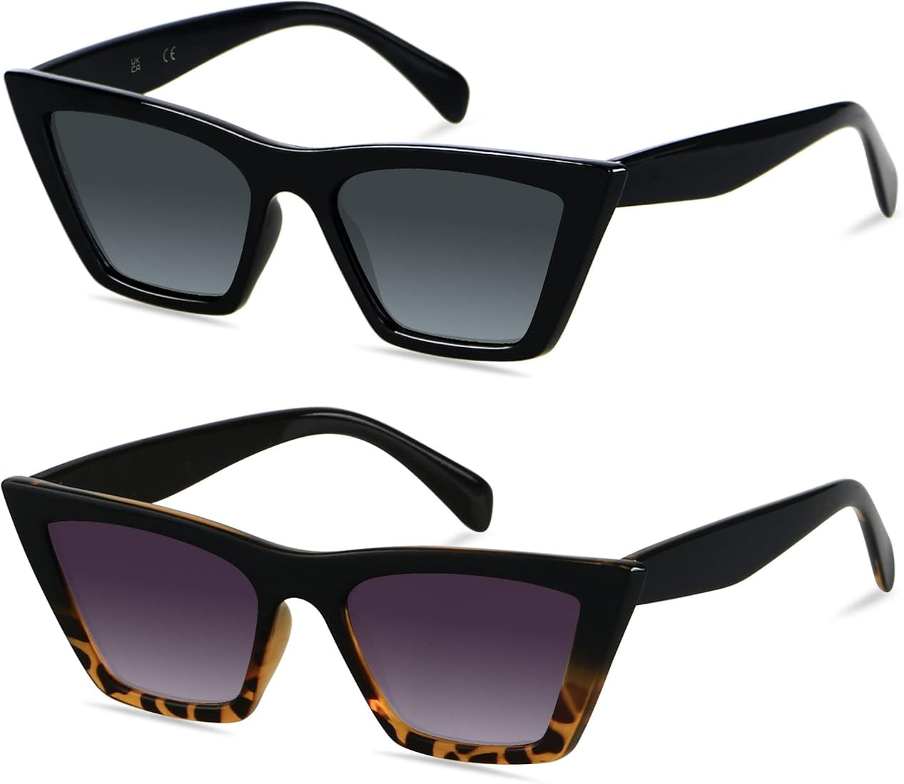 LYZOIT Cat Eye Sunglasses Women 2 Pack Square Cateye Frames Fashion Vintage Classic Retro Sun Gla... | Amazon (US)