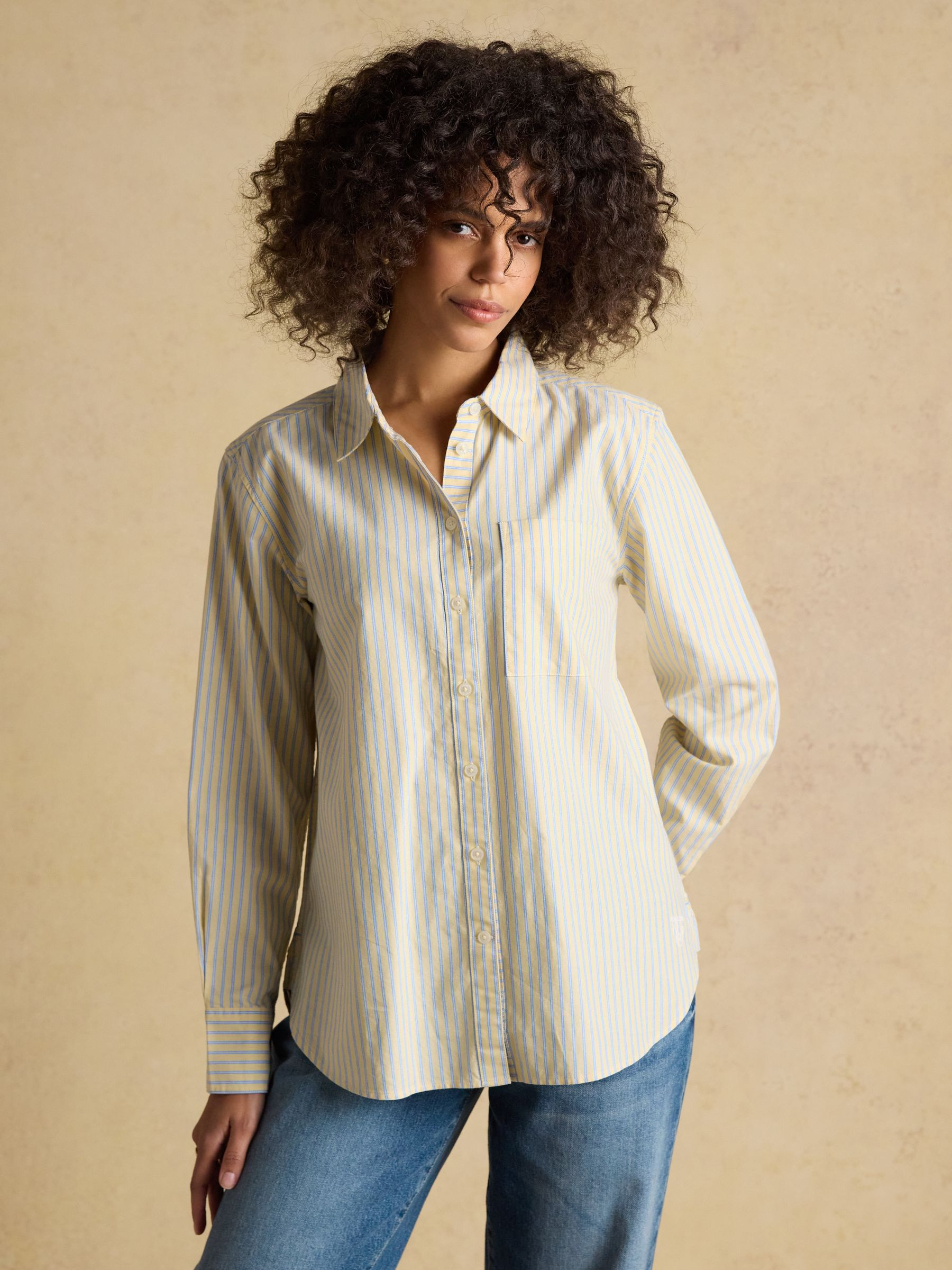 Yellow Striped Boyfriend Fit Oxford Shirt | Joules | Joules