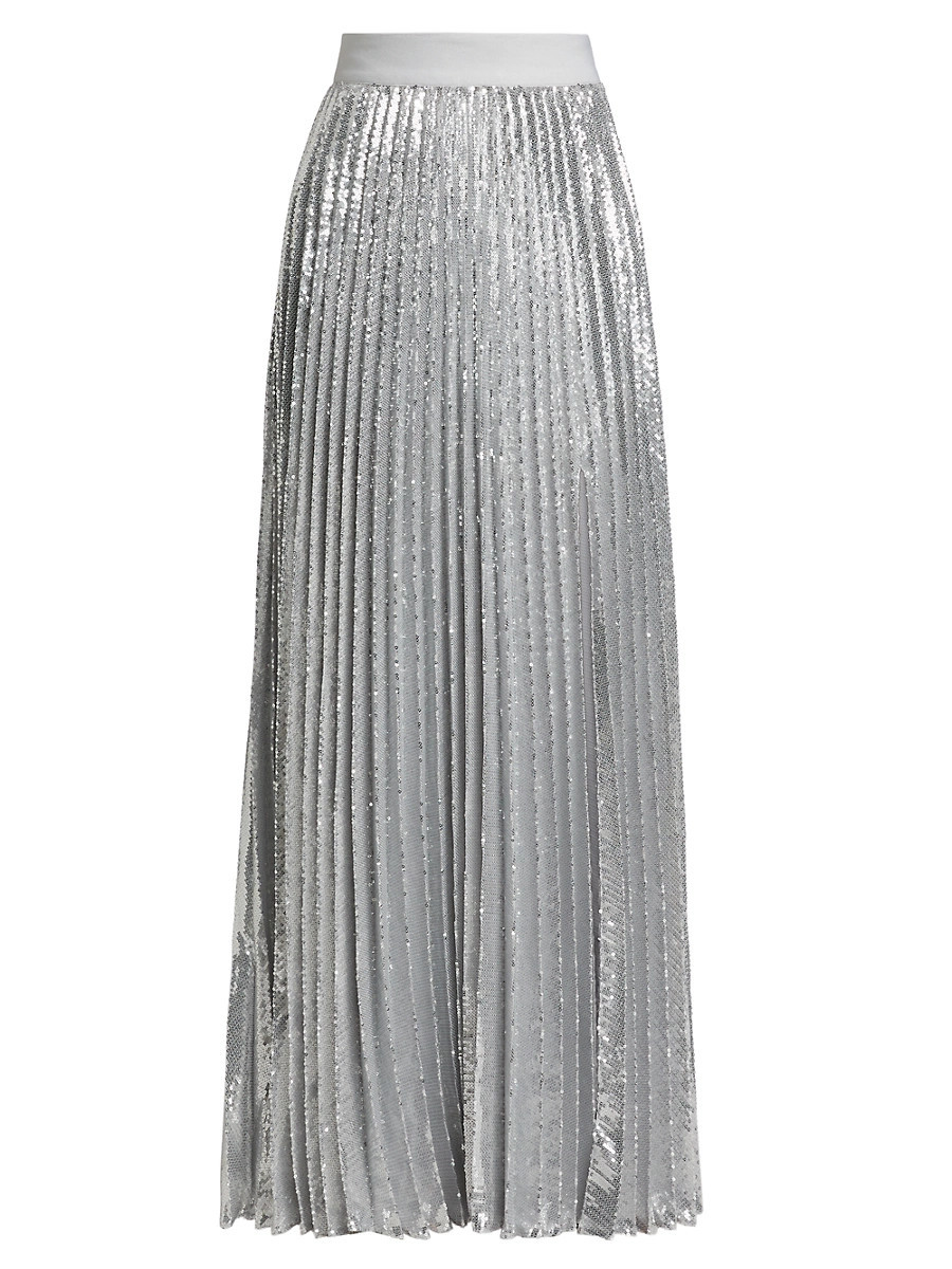 Women's Ivey Sequined Pleated Maxi Skirt - Silver - Size 6 | Saks Fifth Avenue