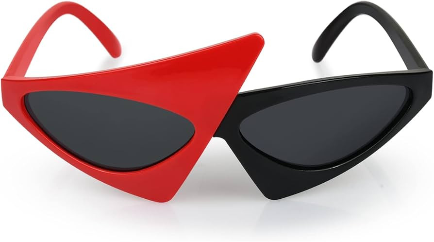 Novelty Party Sunglasses 80s Asymmetric Glasses Red and Black Glasses for Hip Hop Dance Halloween... | Amazon (US)