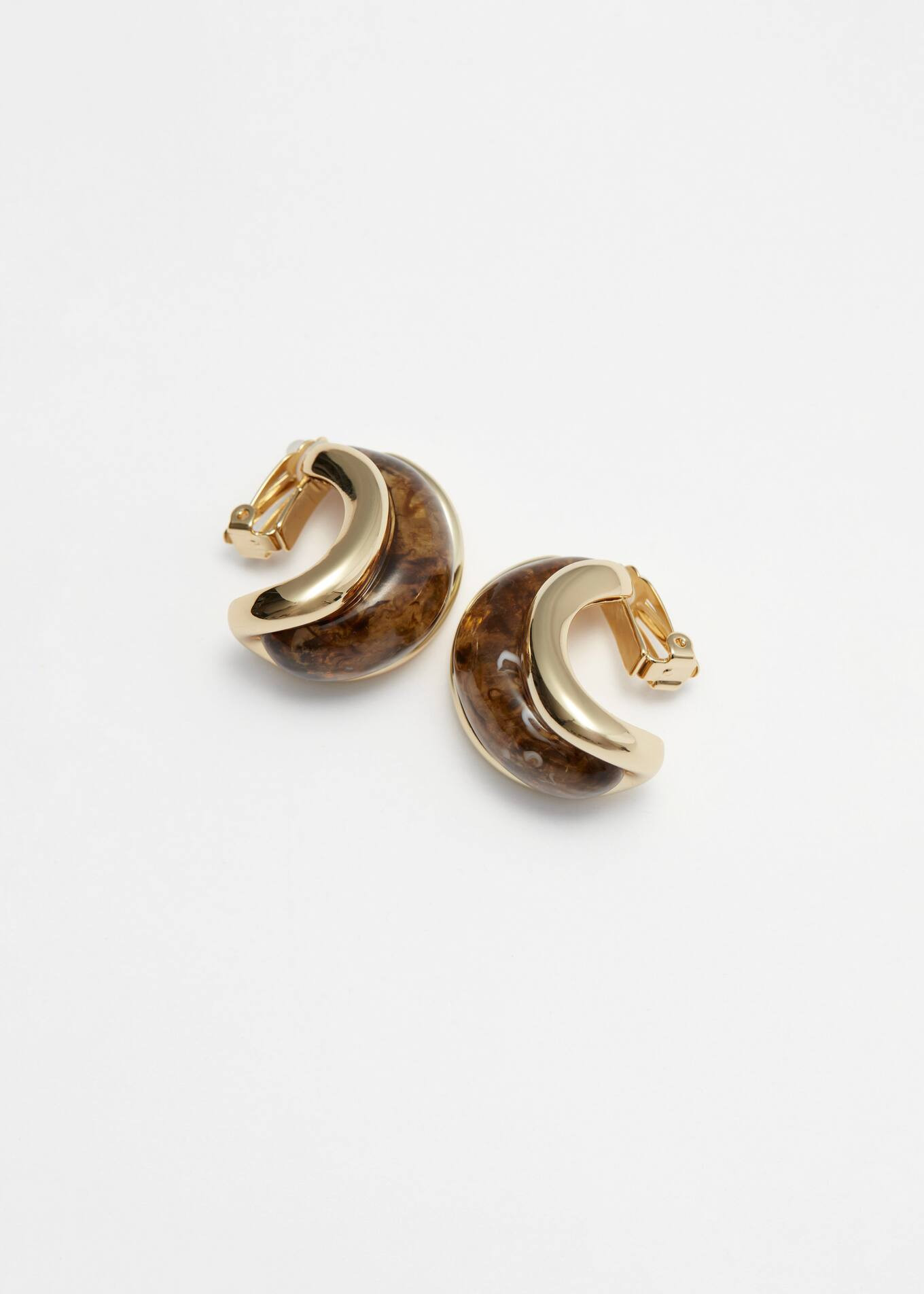 Marbled Dome Clip-On Earrings - Gold/Brown - & Other Stories GB | & Other Stories UK
