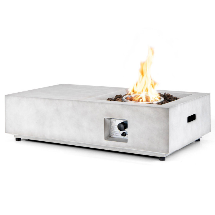 48 Inch Outdoor Concrete Fire Pit with Lava Rocks - Costway | Costway