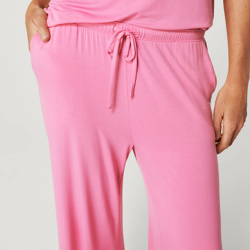 Solid Pink Long Cruisin' Pink Women's Puddle Pants | Posh Peanut® | Posh Peanut