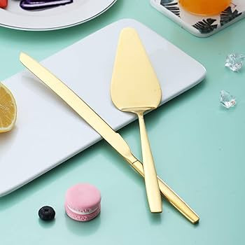 Berglander Gold Cake Pie Pastry Servers,Stainless Steel Serving Set,Cake Knife and Server Set Per... | Amazon (US)