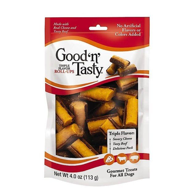 GOOD 'N' TASTY Triple Flavor Roll-Ups Dog Treats, 4-oz bag - Chewy.com | Chewy.com