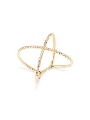 ​14K Yellow Gold & 0.18 TCW Diamond Criss Cross Ring | Saks Fifth Avenue OFF 5TH