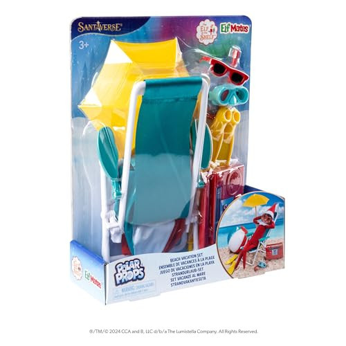 The Elf on the Shelf Beach Vacation Set - 8-Piece The Elf on the Shelf Beach Accessories for Your Scout Elf - Includes Beach Chair, Umbrella, and More - for Ages 3 Years and Above | Amazon (US)