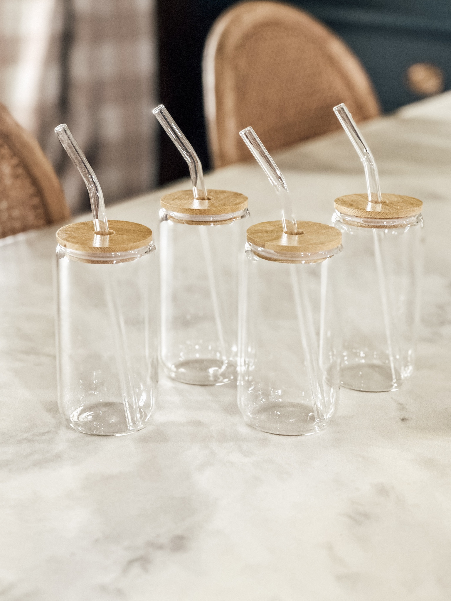 These glass tumblers with bamboo lids and glass straws are perfect for iced drinks and lattes! #drinkingglasses #glasses 

#LTKSeasonal #LTKHome