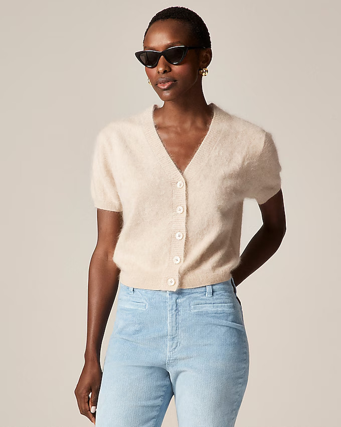 Brushed cashmere short-sleeve cardigan | J. Crew US