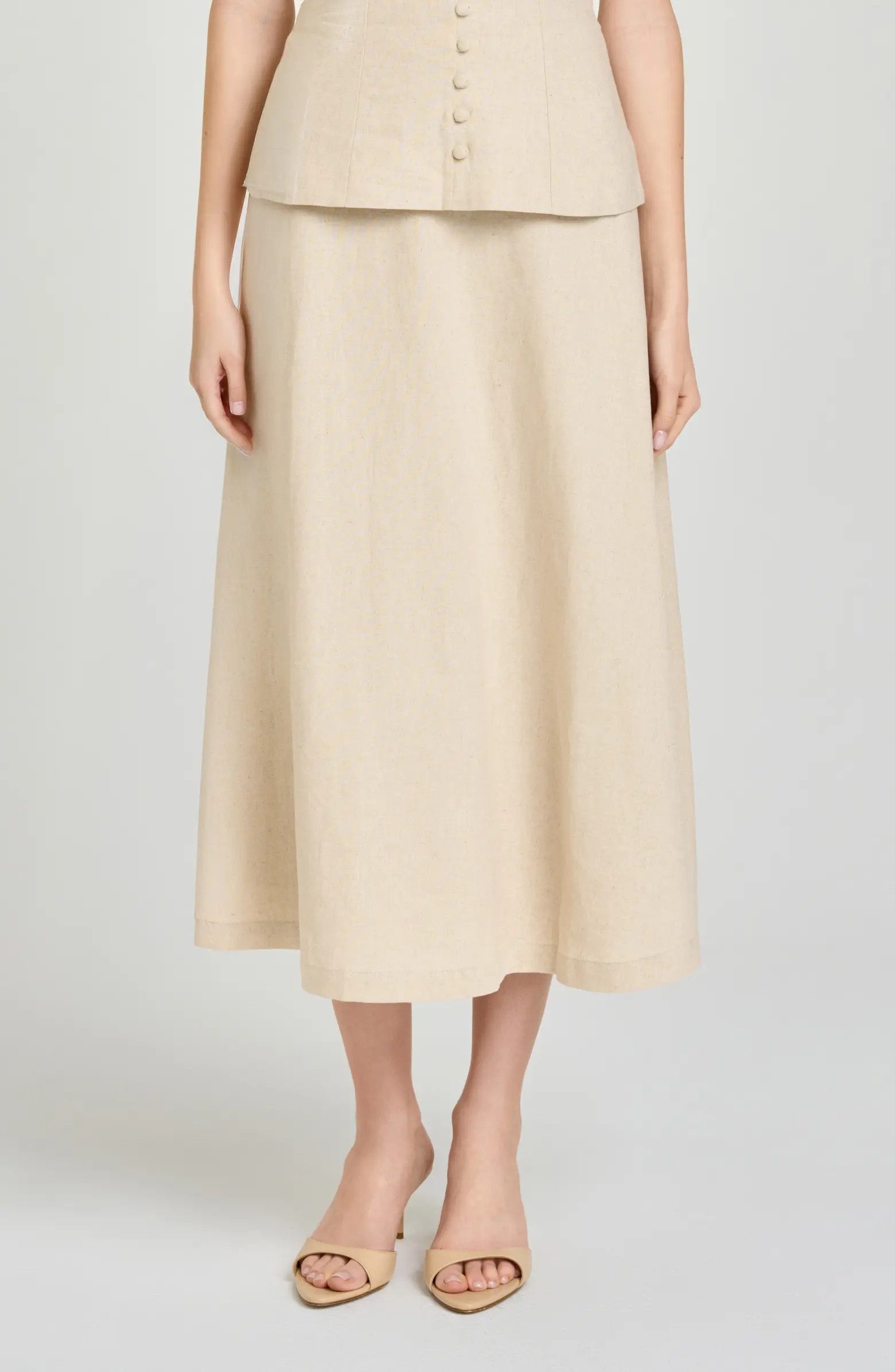 WAYF x Hannah Lovey Porter Capri Linen Blend Midi Skirt | Nordstrom | Nordstrom