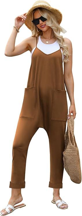 Jumpsuits for Women Casual Summer Rompers Sleeveless Loose Spaghetti Strap Baggy Overalls Y2k Jum... | Amazon (US)