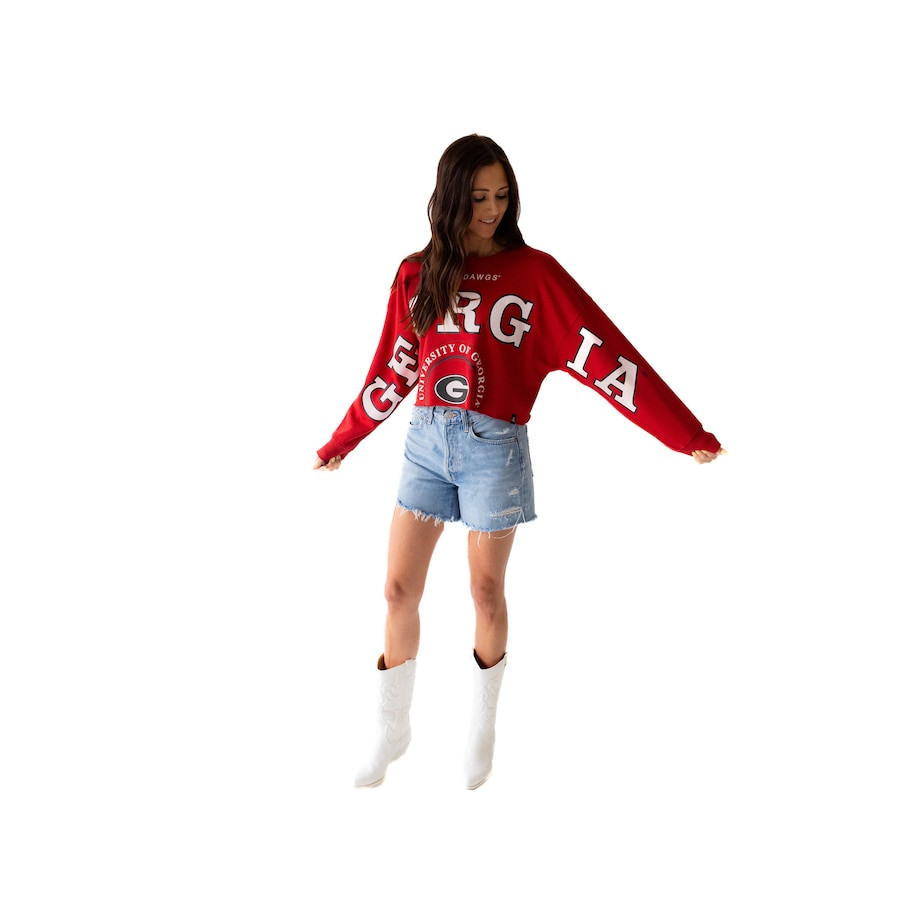 Georgia Bulldogs Gameday Social Women's Phipps Cropped Sweatshirt - Red | Fanatics