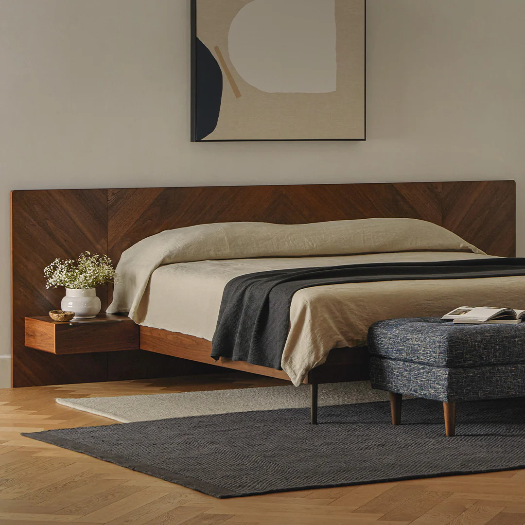 Nera King Low Profile Bed with Nightstands Set - Walnut | Article