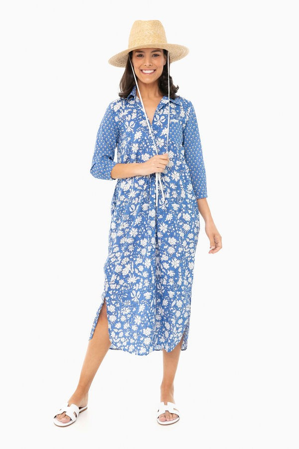 Long Brooklyn French Blue Mixed Floral Dress | Tuckernuck