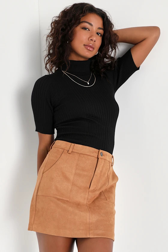 A Dose of Charm Light Brown Suede High-Waisted Mini Skirt | Lulus