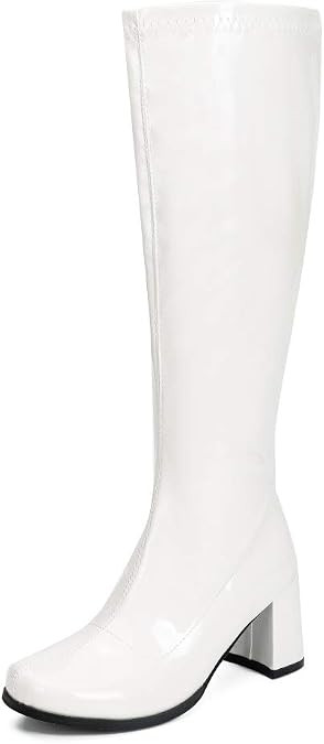 LIURUIJIA Women's Gogo Boots Knee High Block Heel Square Toe 60s 70s Disco Costume Boots | Amazon (US)