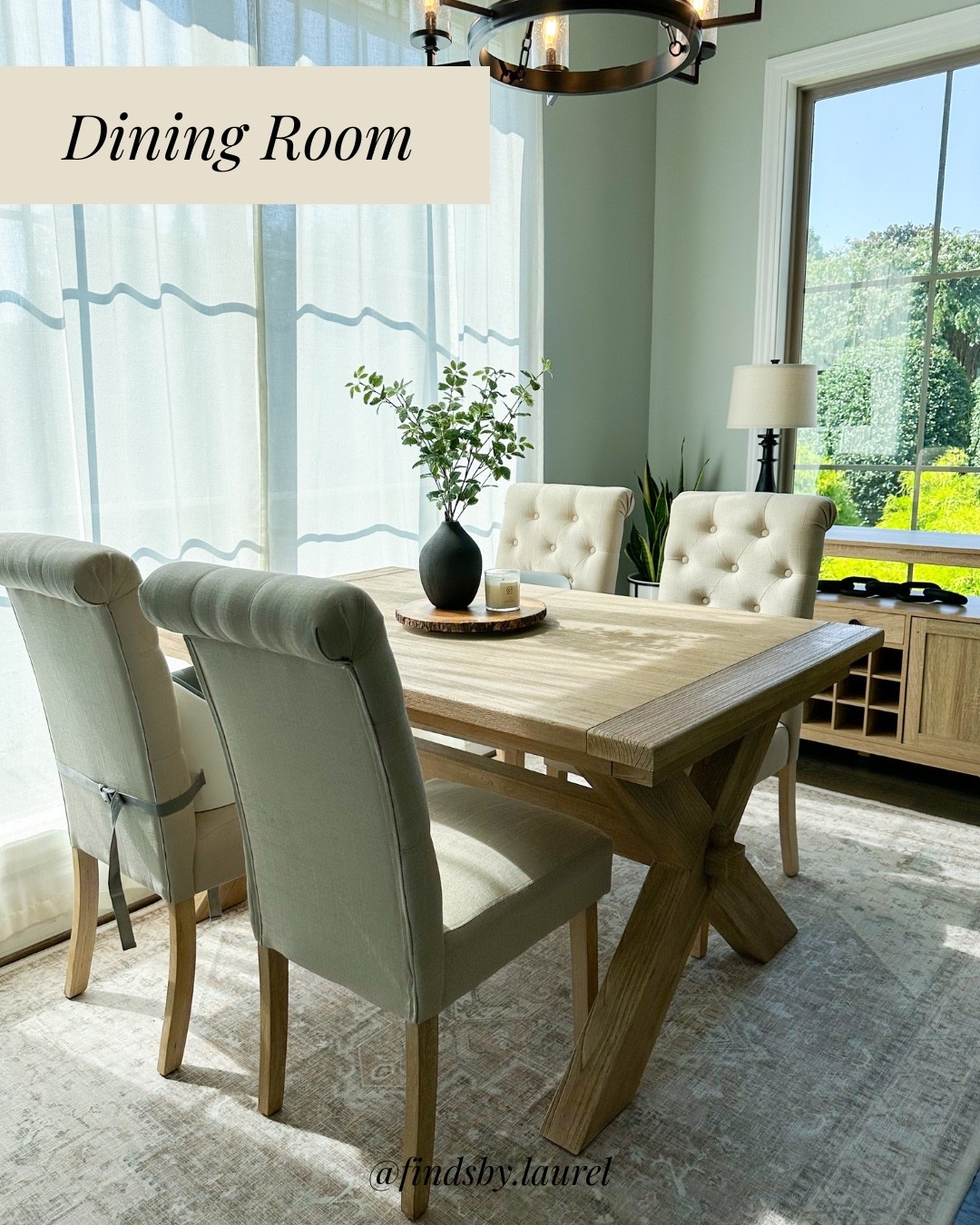 Turned our dining room into the playroom, so this cozy eat-in kitchen nook became our main dining spot. Love how these neutral pieces came together—classic table, tufted chairs, vintage rug, and simple decor. Perfect for family meals and everyday living.

#DiningRoomDecor #KitchenNook #NeutralHome #DiningRoomInspo #FarmhouseTable #TuftedChairs #VintageRug #LTKHome #LTKDecor #LTKFinds #HomeStyle #CozyHome