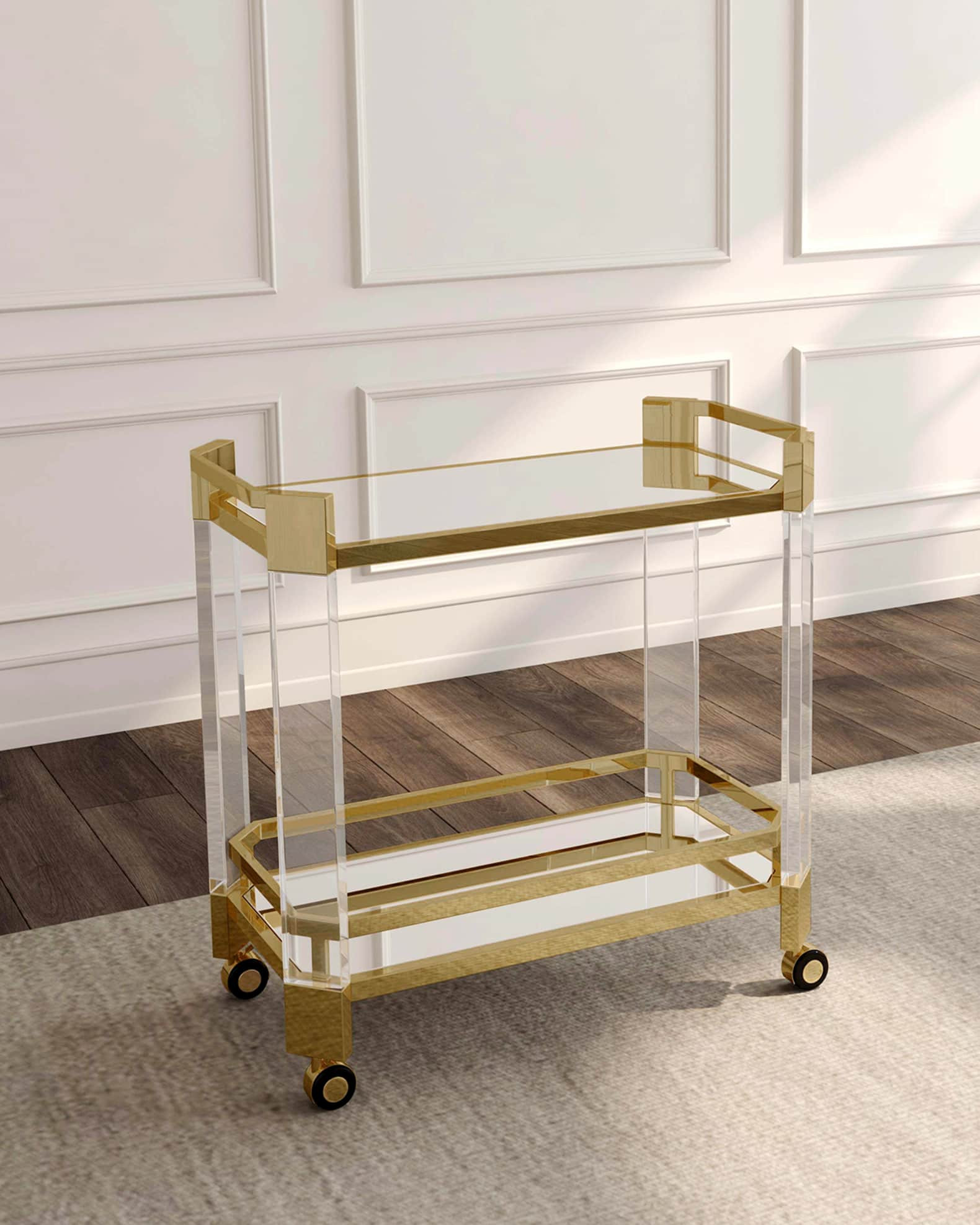 Butler Specialty Co Corinth Acrylic & Gold Serving Cart | Neiman Marcus