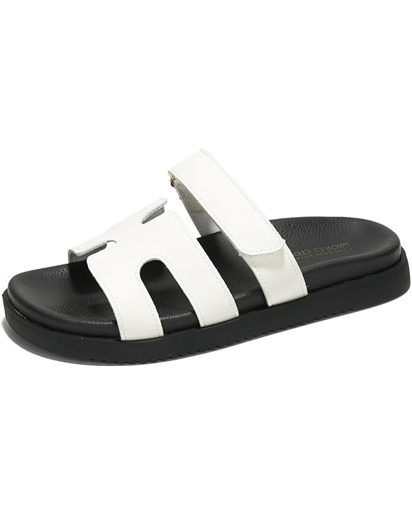 100% Genuine Leather Womens Sandals - Memory Foam Slip on Sandals Women Footwear - Womens Fashion... | Amazon (US)