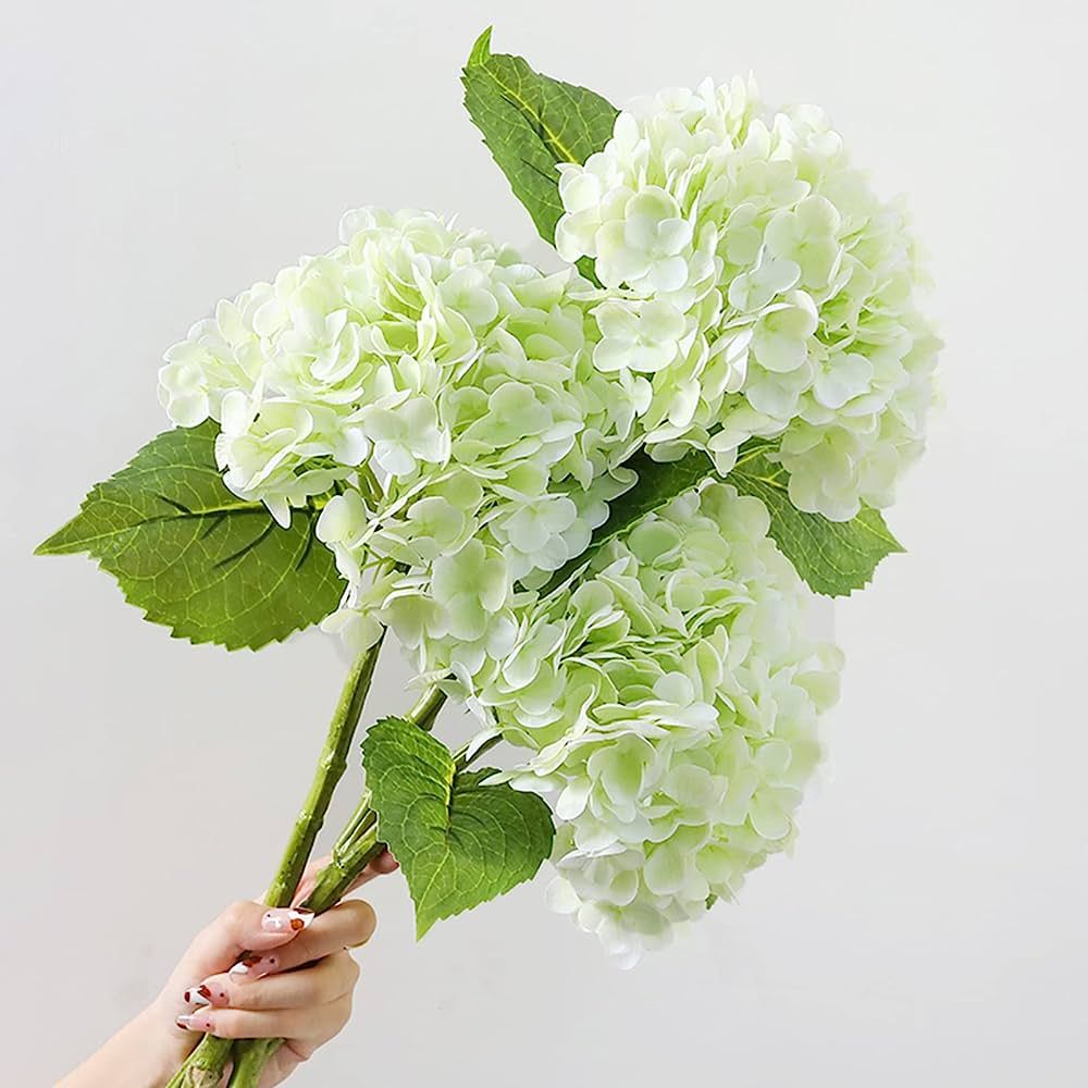 ZooeyRoose 3 pcs Green Hydrangea Artificial 21" Royal Real Touch Hydrangea Heads with Stems Lifel... | Amazon (US)