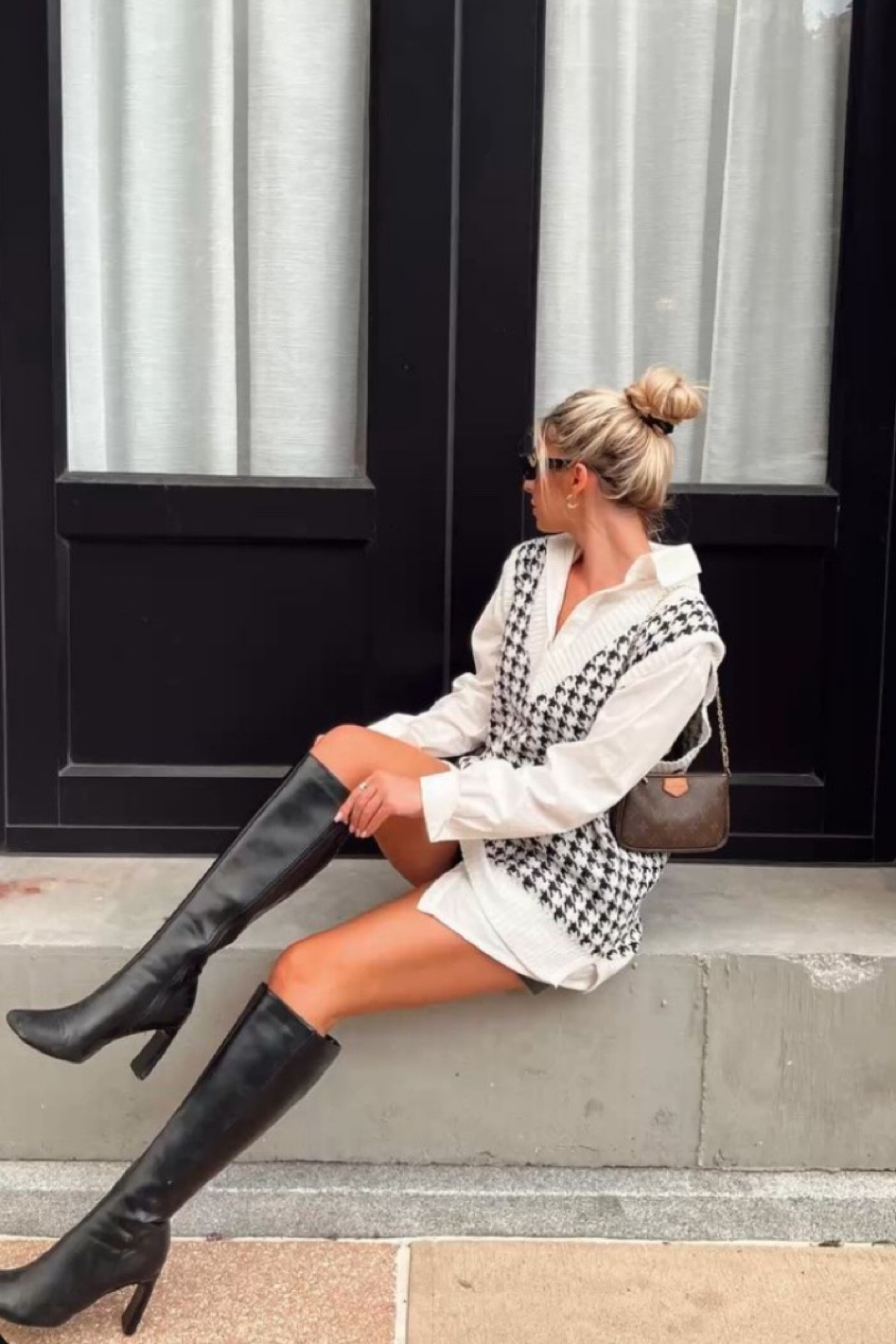 Lv bag pochette Louis Vuitton purse bag small mini purse brown bag leather purse vest white dress white button down up black heels knee high boots booties cute outfit dressy outfit casual outfit dress skirt school outfit work outfit fancy outfit purse bag accessories jewelry gold silver black brown boots date night outfit 

#LTKitbag #LTKGiftGuide #LTKshoecrush