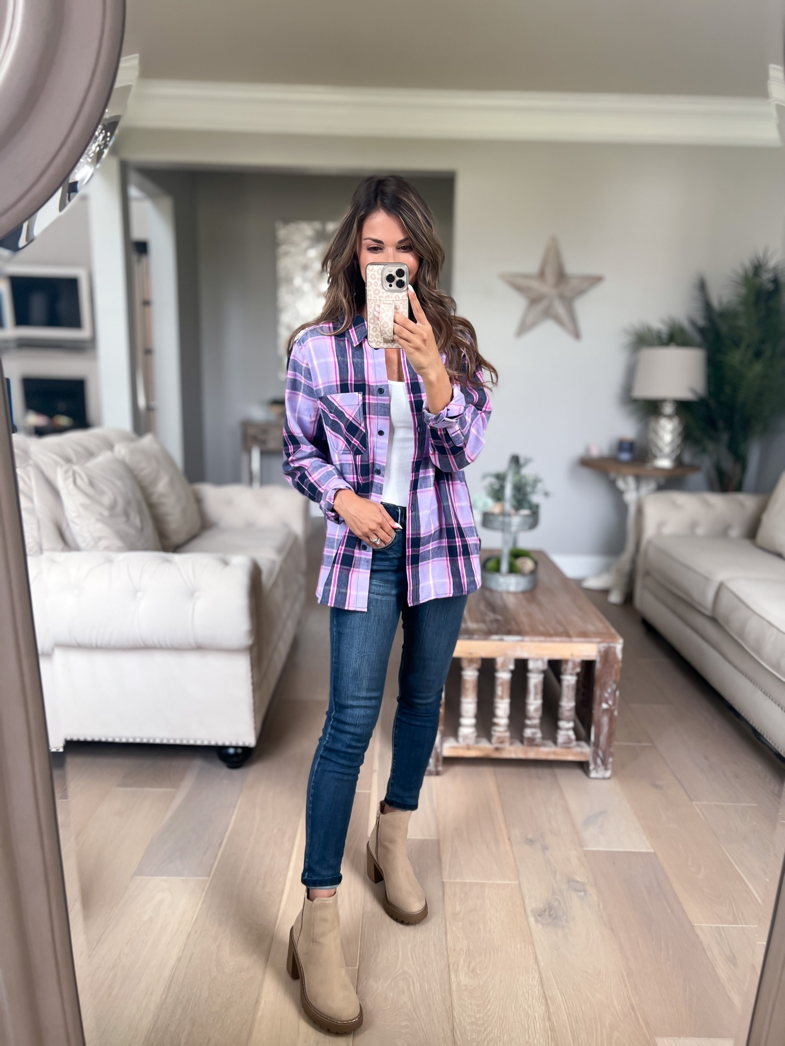 $15 Walmart flannel//size small//2 pack tanks//xs//jeans w elastic in waist//00 petite at 5’1//boots//tts//

#LTKunder50 #LTKshoecrush #LTKsalealert