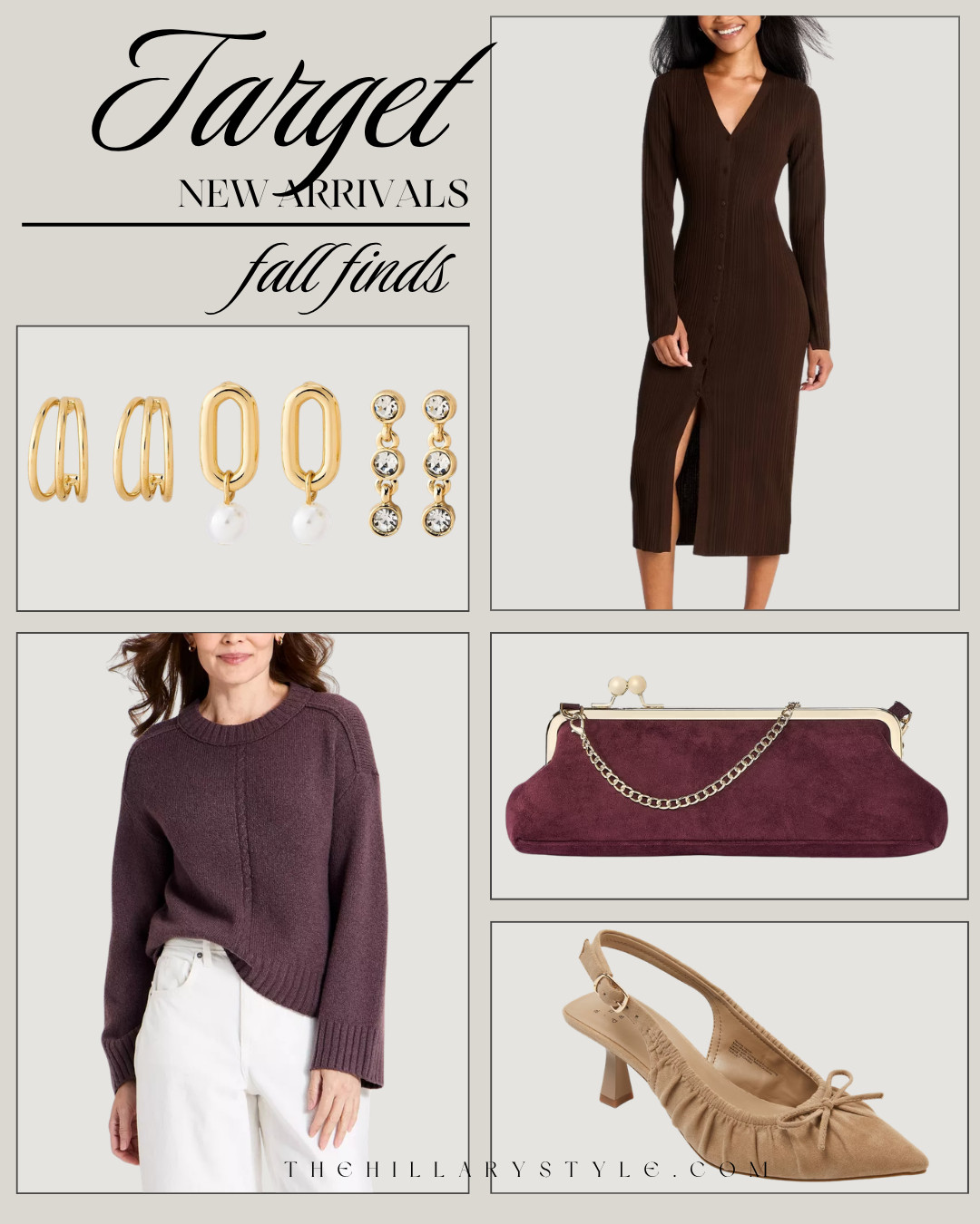 Target Fall Fashion Finds in Chocolate Brown & Plum

Target’s newest fall fashion finds are serving up the rich, sophisticated colors of the season. Think chocolate brown knit dresses, cozy plum sweaters, suede slingback heels, statement bags, and elevated gold jewelry. These affordable Target finds make it easy to create polished, expensive-looking fall outfits with pieces you can wear now and well into the season.

#TargetStyle #TargetFashion #TargetFinds #TargetNewArrivals #FallFashion #FallOutfits #FallStyle #AffordableFashion #ChocolateBrown #PlumTrend #BurgundyTrend #SuedeShoes #FallAccessories #FallDress #SweaterWeather #ElevatedBasics #LTKFashion #LTKFinds #PinterestFashion #TheHillaryStyle 

 

#LTKootd #LTKSeasonal #LTKOver40