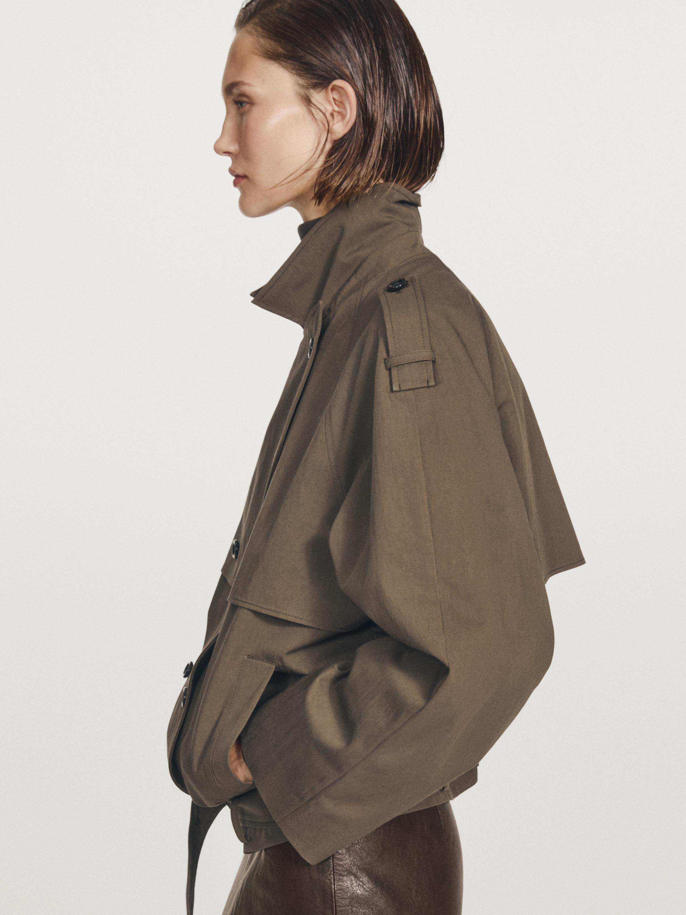 Short trench coat with belt detail | Massimo Dutti UK