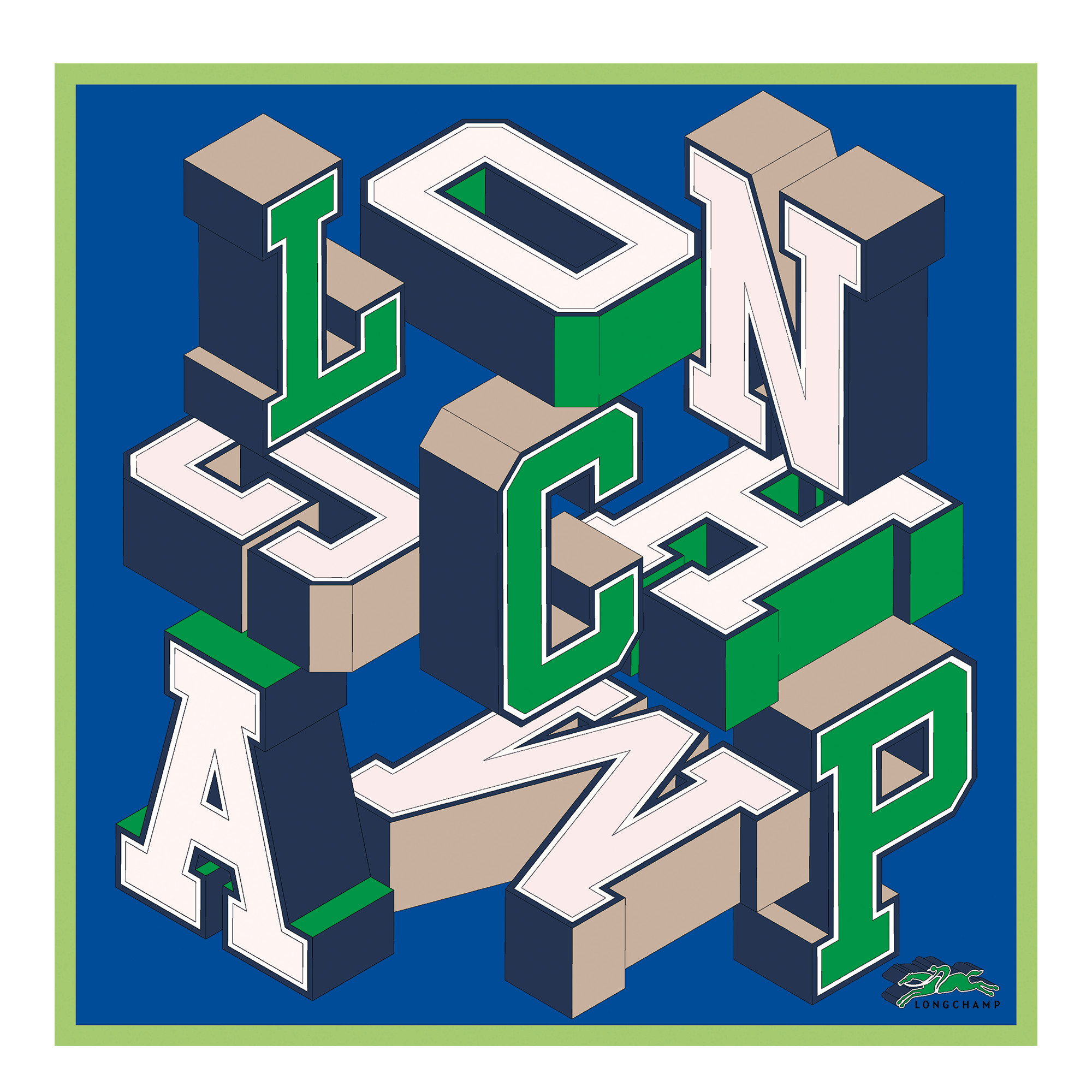 Longchamp University Silk scarf 70 Electric Blue - Silk | Longchamp GB | Longchamp