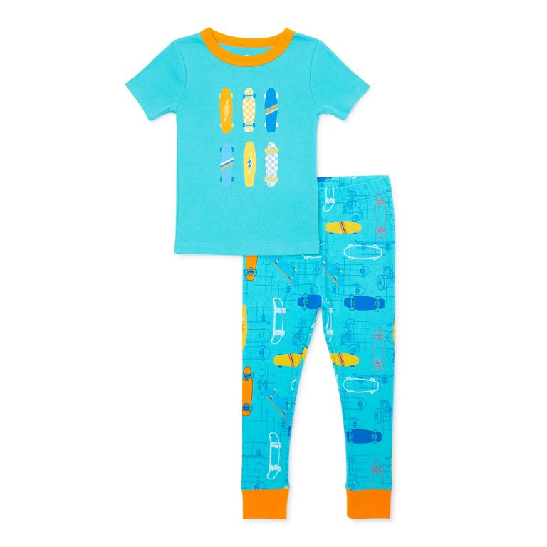 Wonder Nation Baby and Toddler Boy Tight Fit Cotton Pajama Set 2-Piece, Sizes 12M-5T | Walmart (US)