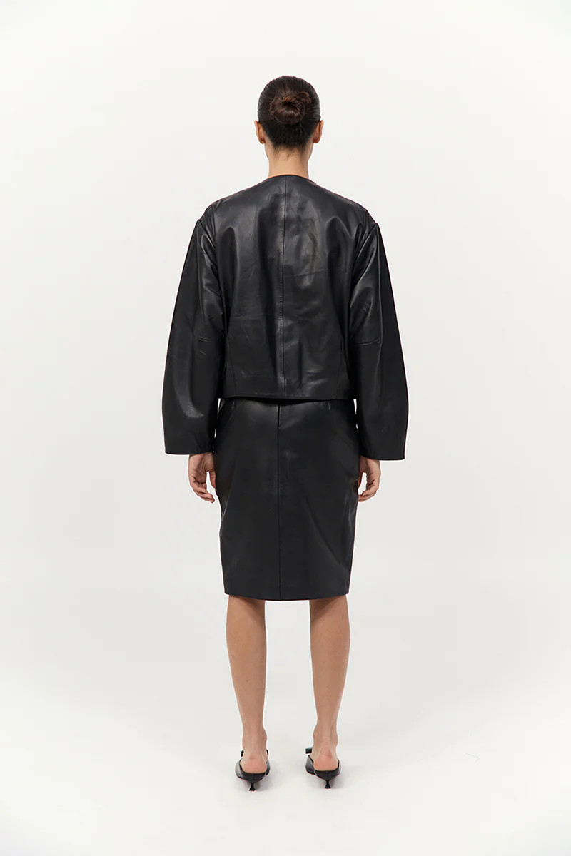 Utility Cocoon Leather Bomber - Black | St. Agni (US, UK, EU)