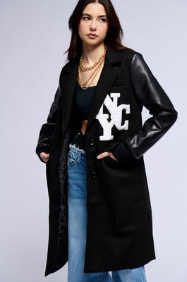 BRENTWOOD VARSITY TRENCH JACKET IN BLACK | AKIRA