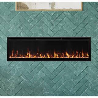 Aerus Slim 60 in. Wall-Mounted Smart Electric Fireplace Heater with Multi-Color Flames, 5000 BTU, Wi-Fi & Remote Control | The Home Depot