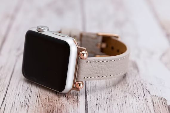 Beige Unique Genuine Leather for Apple Watch Band Series SE 6 5 4 3 2 1 , 38mm 40mm 42mm 44mm , i... | Etsy (US)