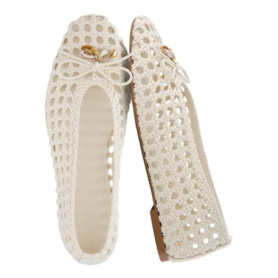 Cushionaire Witty Hand Woven Ballet Flats for Women, Comfortable Pointed Toe Flat Shoes with Bow ... | Walmart (US)