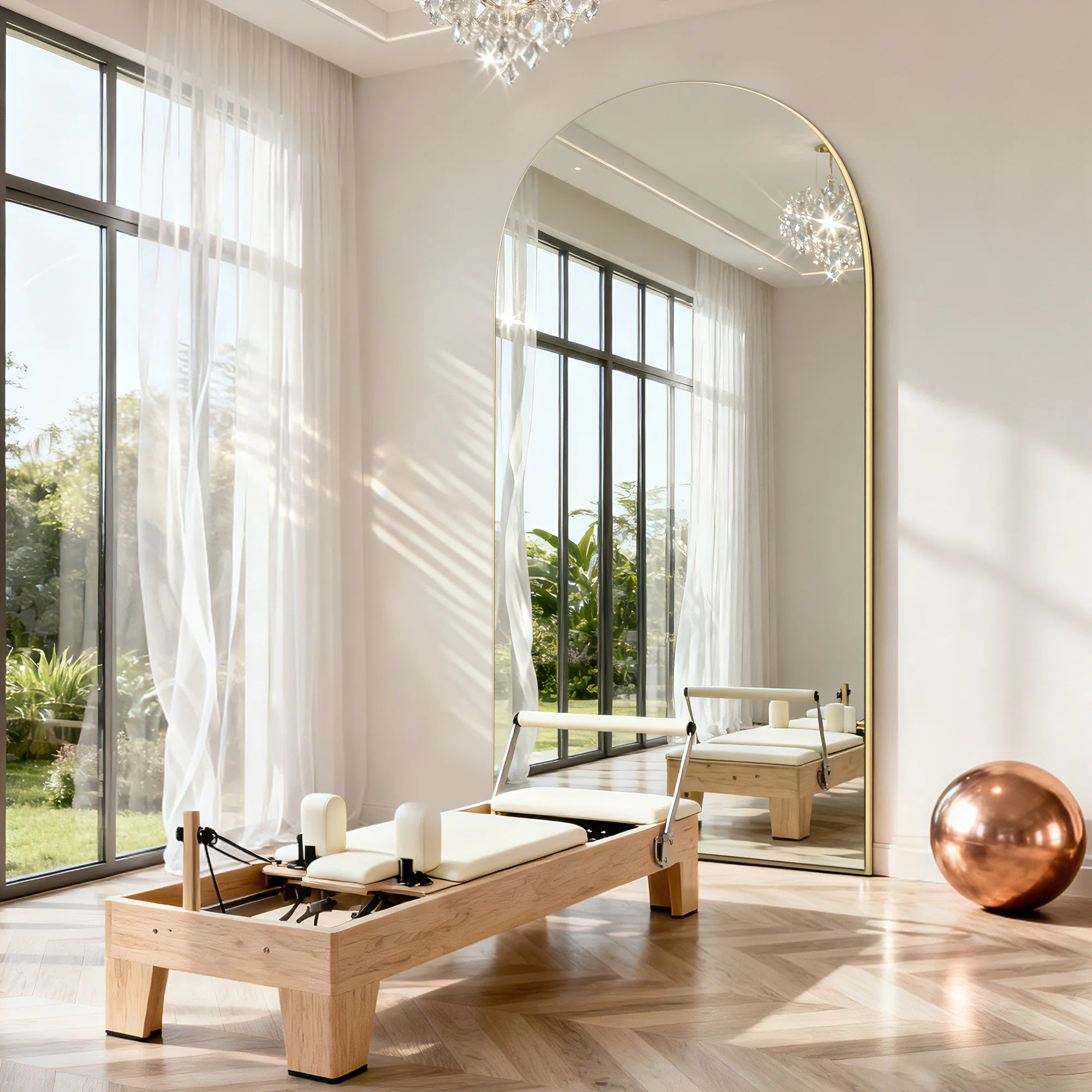 Arched MDF Wood Oversized Full Length Mirror Wall Mirror Hanging Or Leaning With Stand | Wayfair North America