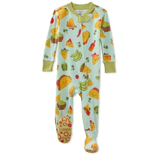 Butterblu Cruz Snug-fit Footed Pajamas 100% Organic Cotton Zip Front Sleeper PJs w/Grippers for Baby Boys, Taco 'Bout Cute, 24 Months | Amazon (US)