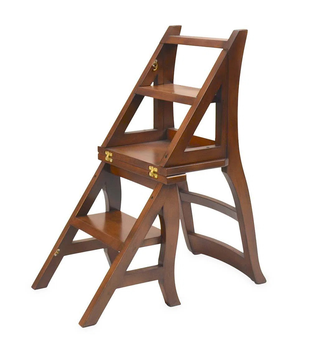 Plow & Hearth 3 - Step Wood Folding Small Step Ladder | Wayfair | Wayfair North America