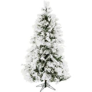 Fraser Hill Farm 7.5 ft. Unlit Flocked Snowy Pine Artificial Christmas Tree-FFSN075-0SN - The Hom... | The Home Depot