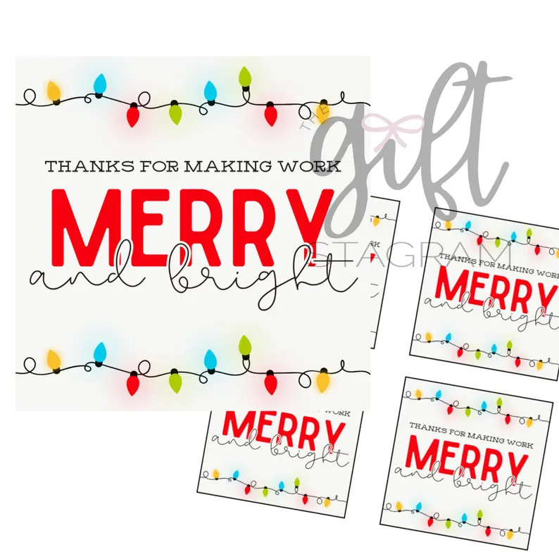 Thanks for Making Work Merry and Bright Gift Tag | DIGITAL DOWNLOAD | Merry Christmas Gift | Cowo... | Etsy (US)