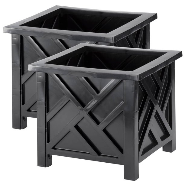 Black Chippendale Planters, Set of 2 | Walmart (US)