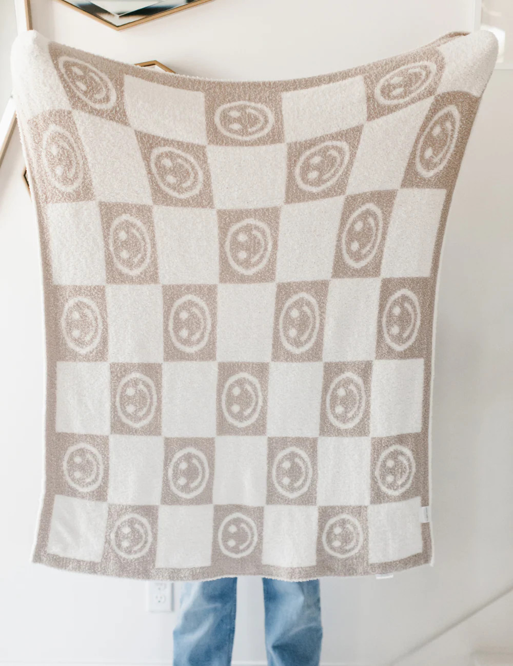 TSC x Tia Booth: Checkered Smiley Children's Blanket- Blue Pre-Order 12-05 | The Styled Collection