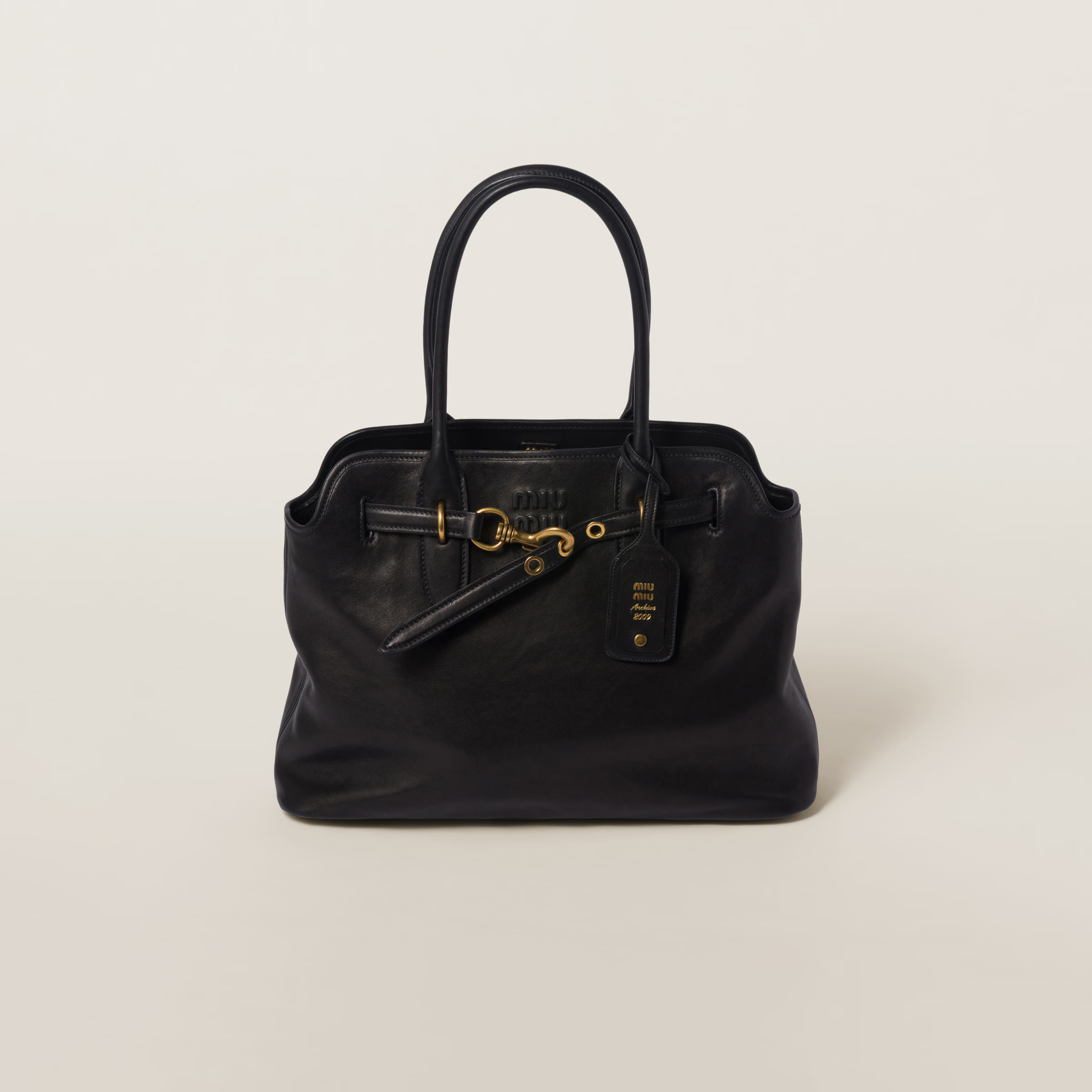 Black Aventure Nappa Leather Bag | Miu Miu | Miu Miu US
