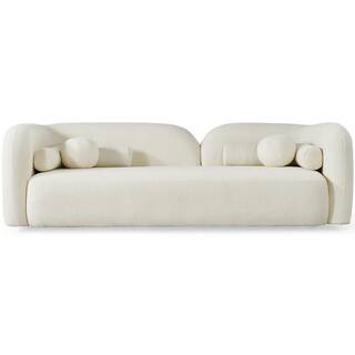 Bodur 93 in. W Round Arm Japandi Style Luxury Modern Boucle Fabric Curved Sofa in Ivory | The Home Depot