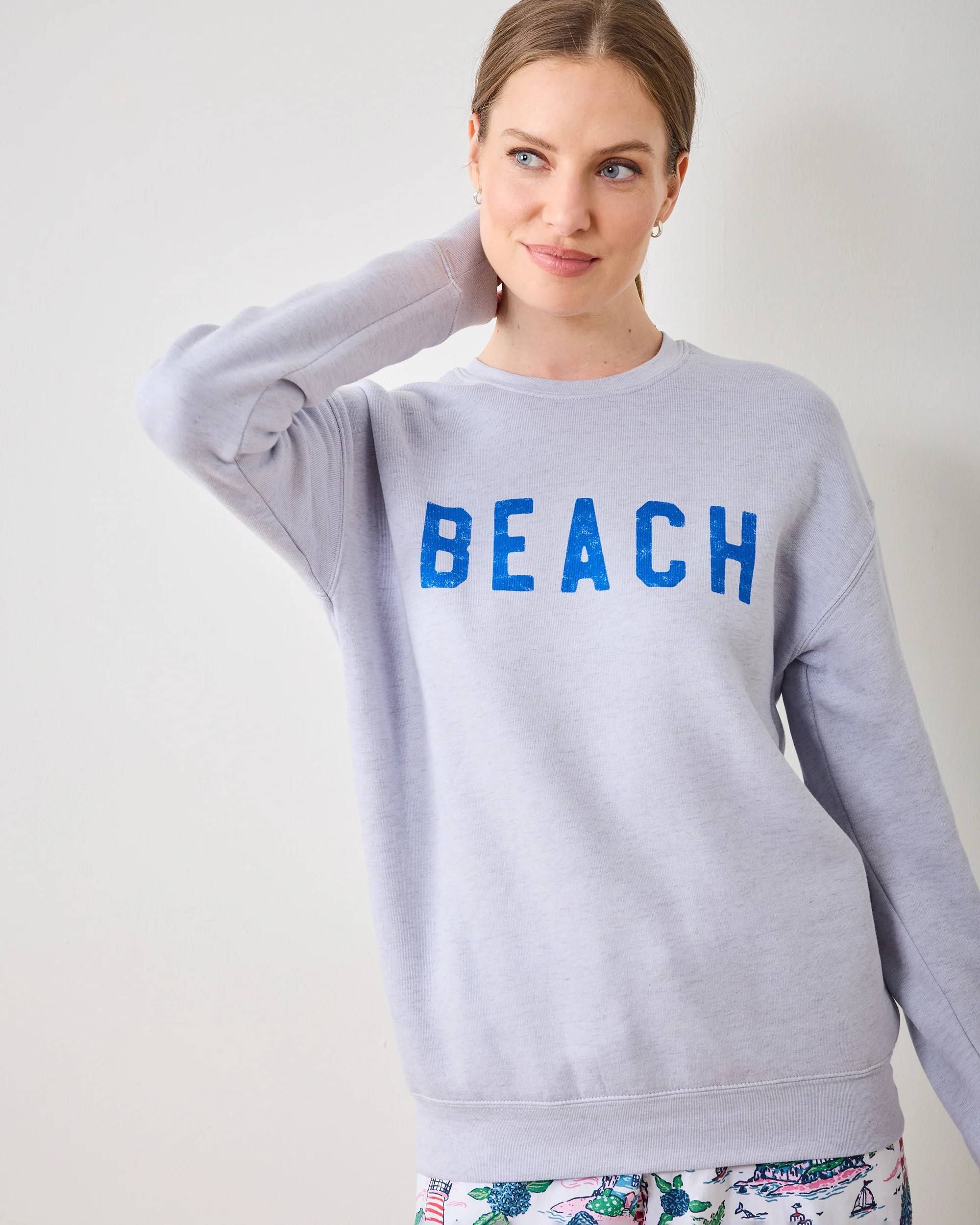 Light Blue - Beach Graphic Sweatshirt - Oat Collective | Printfresh