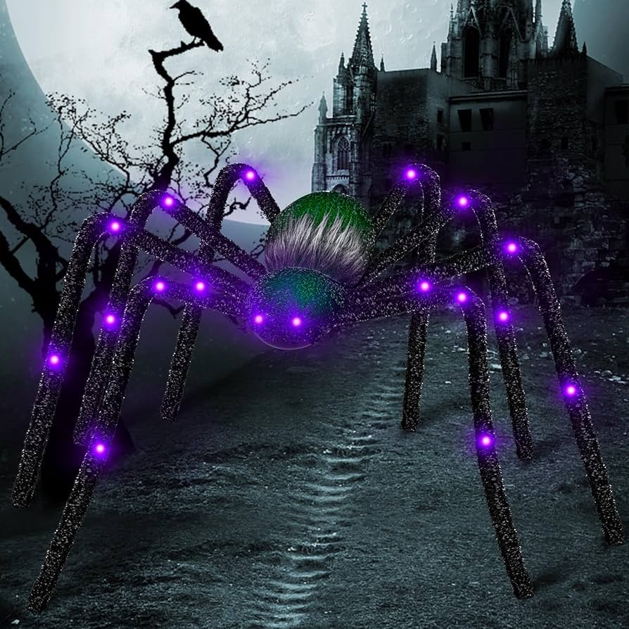 Halloween Decorations Outdoor,2023 Upgraded Light Up Giant Halloween Spider Decorations Bendable ... | Amazon (US)