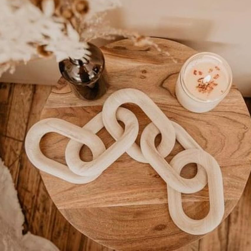 Wood Chain Link Decor|Wood Chain Link and Bead Garland Set|Aesthetic Room Decor|Boho Decor for Livin | Amazon (US)