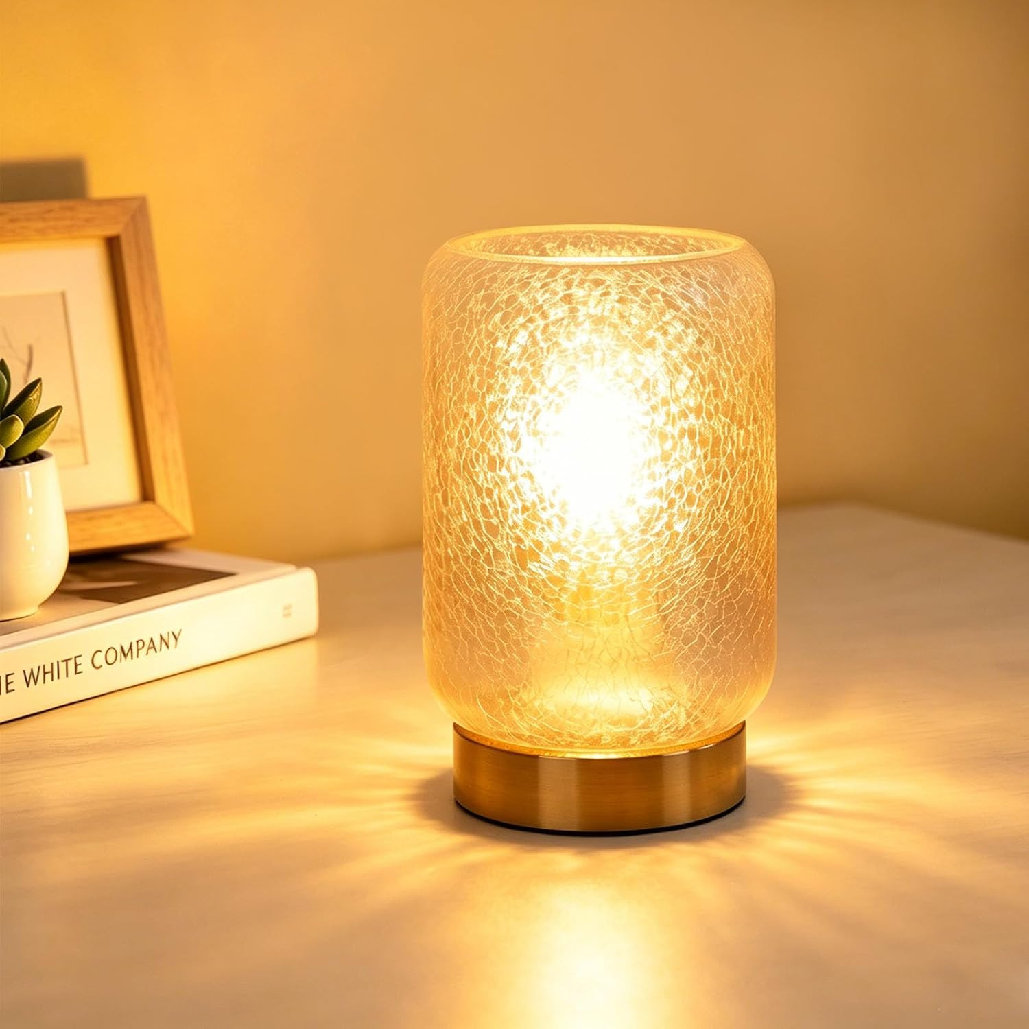 Touch Table Lamp for Bedroom, Modern Glass Bedside Lamp for Nightstand, Small Night Light Lamps for Living Room Kids Room Office, 3-Way Dimmable, LED Bulb Included (Gold) | Amazon (UK)