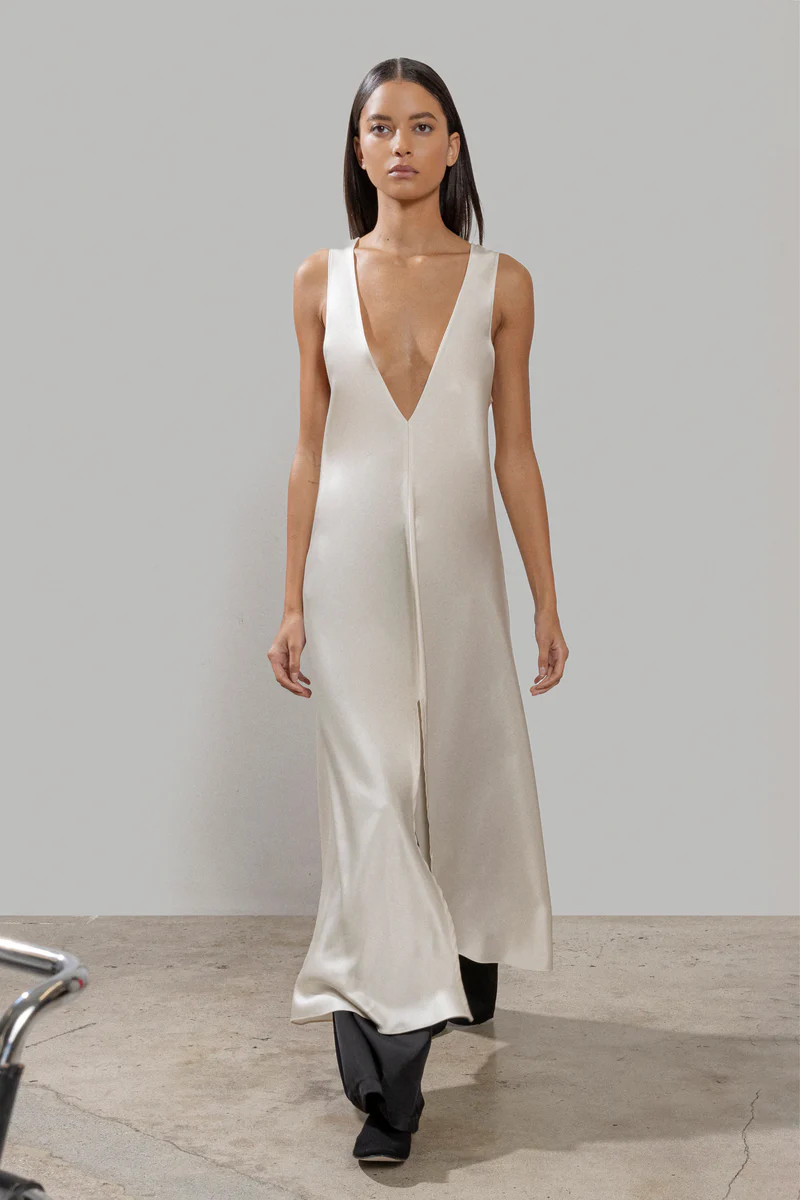 Barb V Neck Slit Dress | LESET